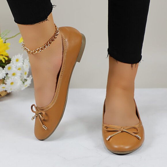 Women's Cushioned Insole Classic Bow Tie Ballerina Flat - Picture 3 of 10